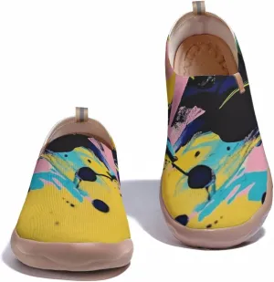 Women's Collage Art Sneakers Painted Knitted Slip-On Women's Travel Shoes