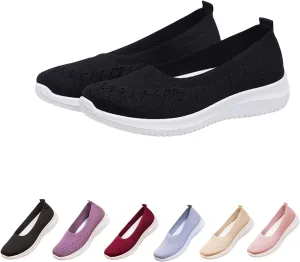 Women's Comfortable Breathable Knitted Sneakers, Hands Free Arch Support Orthopedic Shoes,Slip-On Sneakers for Women