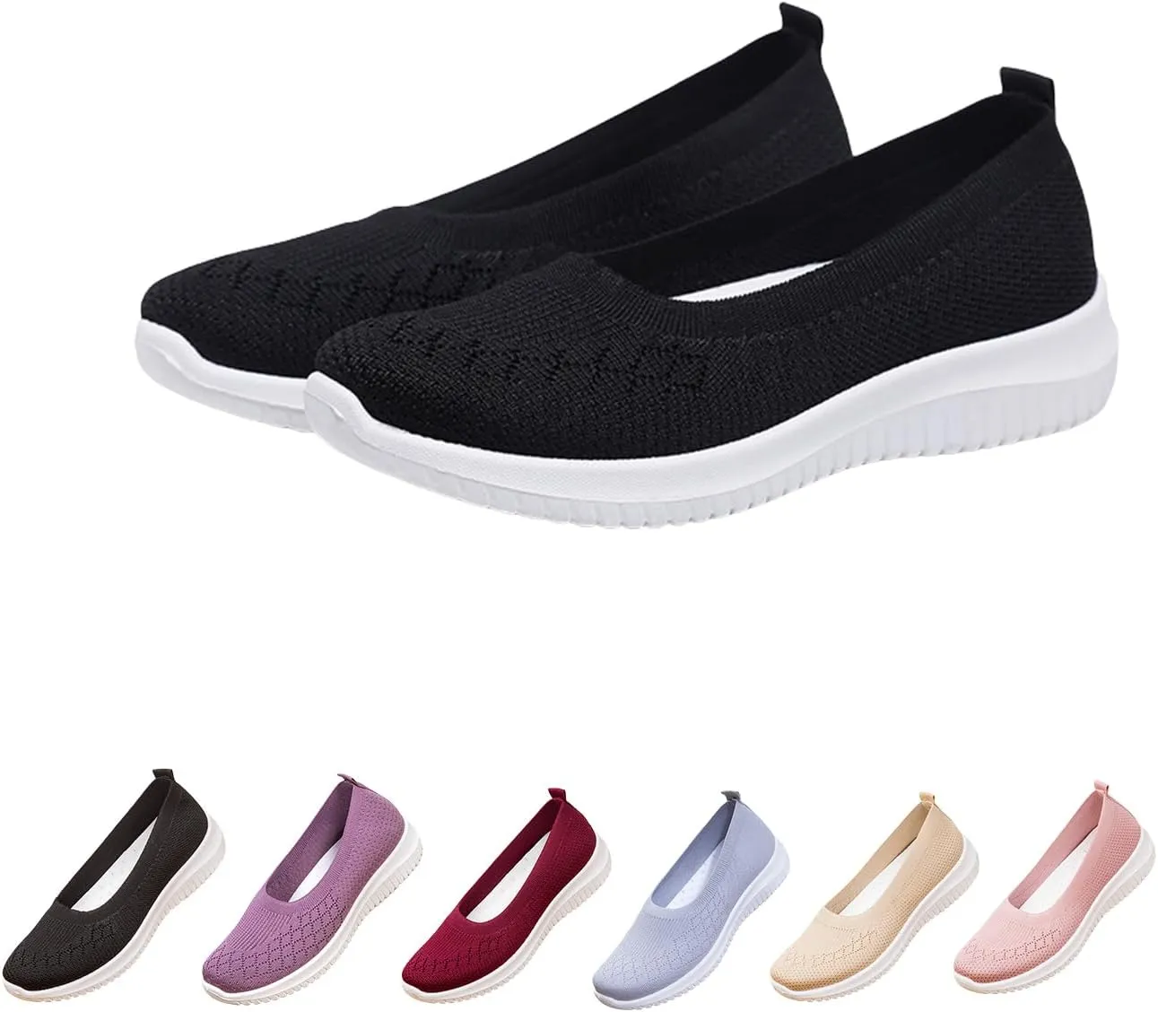 Women's Comfortable Breathable Knitted Sneakers, Hands Free Arch Support Orthopedic Shoes,Slip-On Sneakers for Women