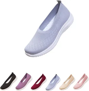 Women's Comfortable Breathable Knitted Sneakers, Hands Free Arch Support Orthopedic Shoes,Slip-On Sneakers for Women