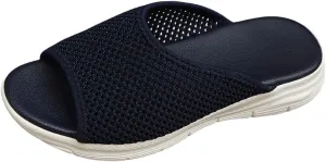 Women's Open Toe Slippers Summer Breathable Knit Slides Comfortable Casual Sandals for Outdoor Beach Vacation