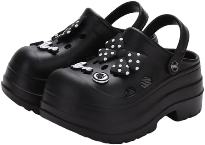 Women's Platform Clogs Slip On Slides Shoes Beach Sandals Gardener Clog Hight Heels Mule Slippers Garden Shoes DIY Cartoon Accessories Sandals