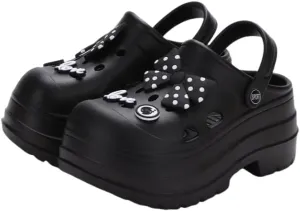 Women's Platform Clogs Slip On Slides Shoes Beach Sandals Gardener Clog Hight Heels Mule Slippers Garden Shoes DIY Cartoon Accessories Sandals