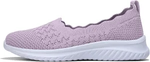 Women's Slip On Casual Flat Shoes Comfortable Breathable Knit Loafers Lightweight Walking Sneakers for Everyday