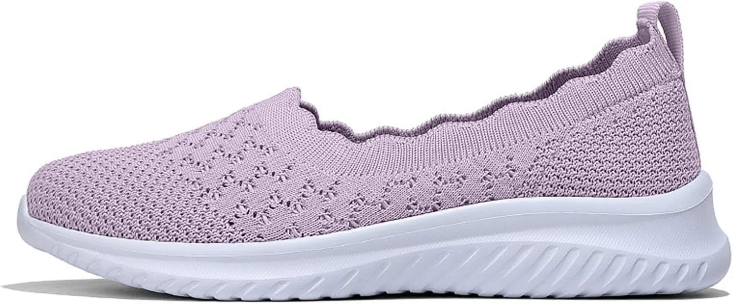 Women's Slip On Casual Flat Shoes Comfortable Breathable Knit Loafers Lightweight Walking Sneakers for Everyday