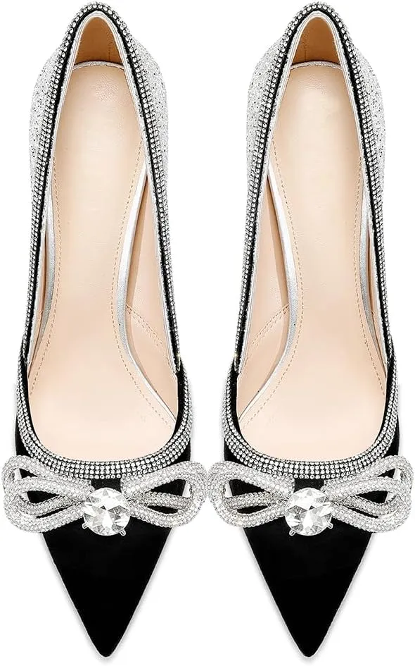 Women's Sparkly High Heels Closed Pointed Toe Pumps 3.74-inch Sexy Slip on Heels Wedding Party Pumps Shoes