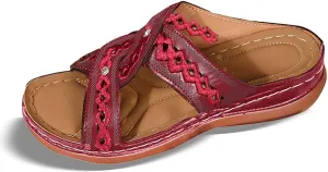 Women's Summer Slippers Embroidered Toe Design Wedge Heel Casual Comfortable Beach Sandals For Daily Wear