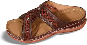 Women's Summer Slippers Embroidered Toe Design Wedge Heel Casual Comfortable Beach Sandals For Daily Wear