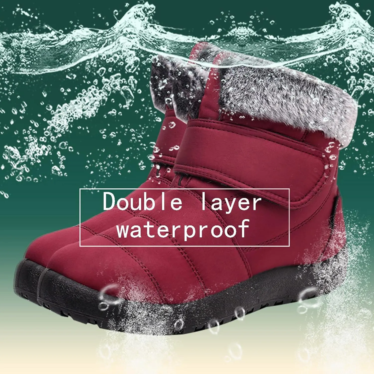 Womens Winter Boots Fur Lined Booties Winter Ankle Boots Waterproof Outdoor Anti-Slip Comfortable Short Boot