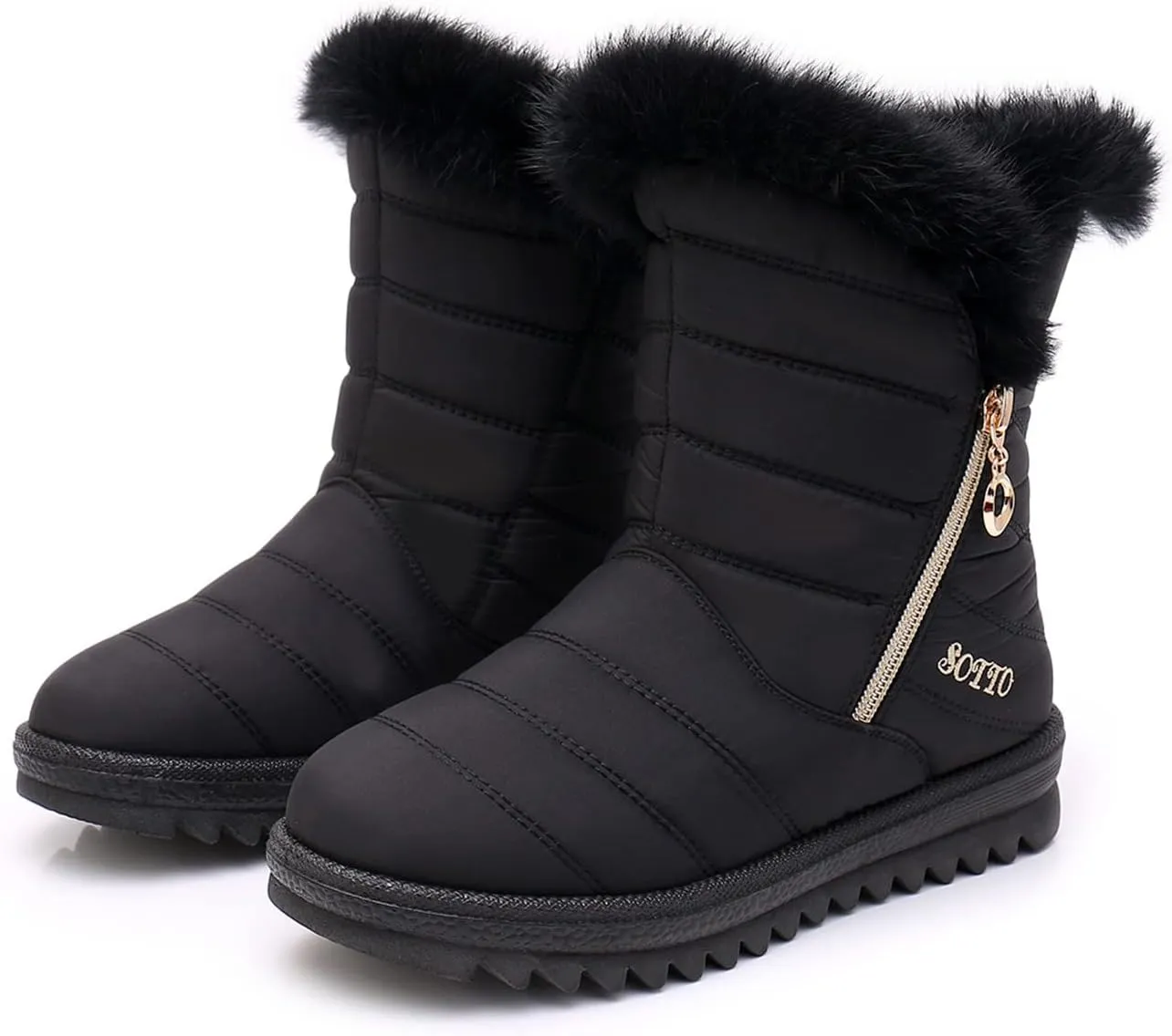 Women's Winter Snow Boots Mid-Calf Lace up Outdoor Winter Shoes Warm Fuzzy Indoor Outdoor Womens Winter Barefoot Shoes