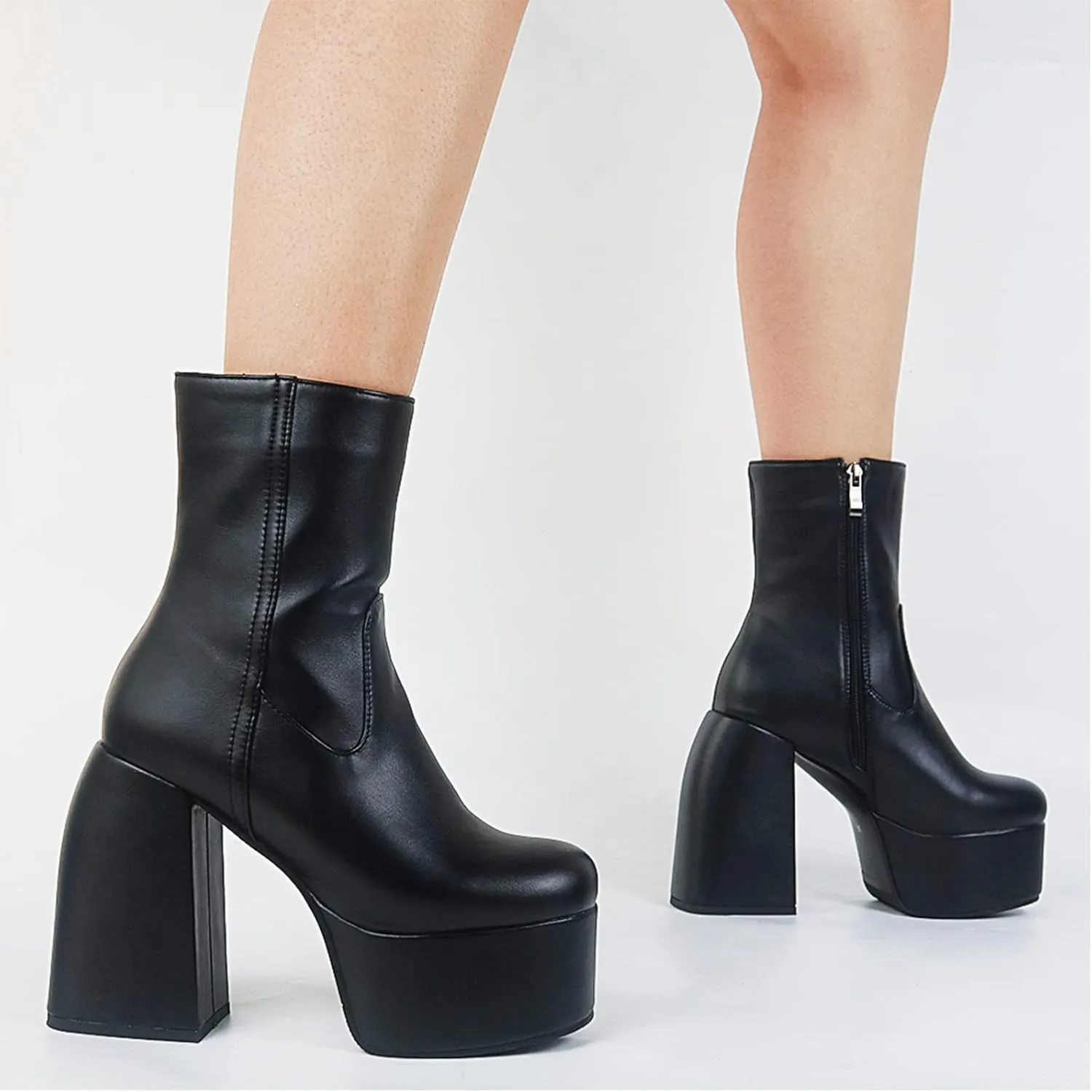 Yolkomo Women's Chunky Heel Knee High Platform Boots